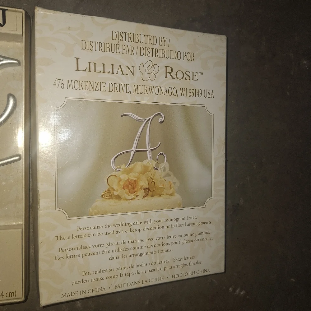 Lillian Rose Silver Cake Monogram 'F' T or J
